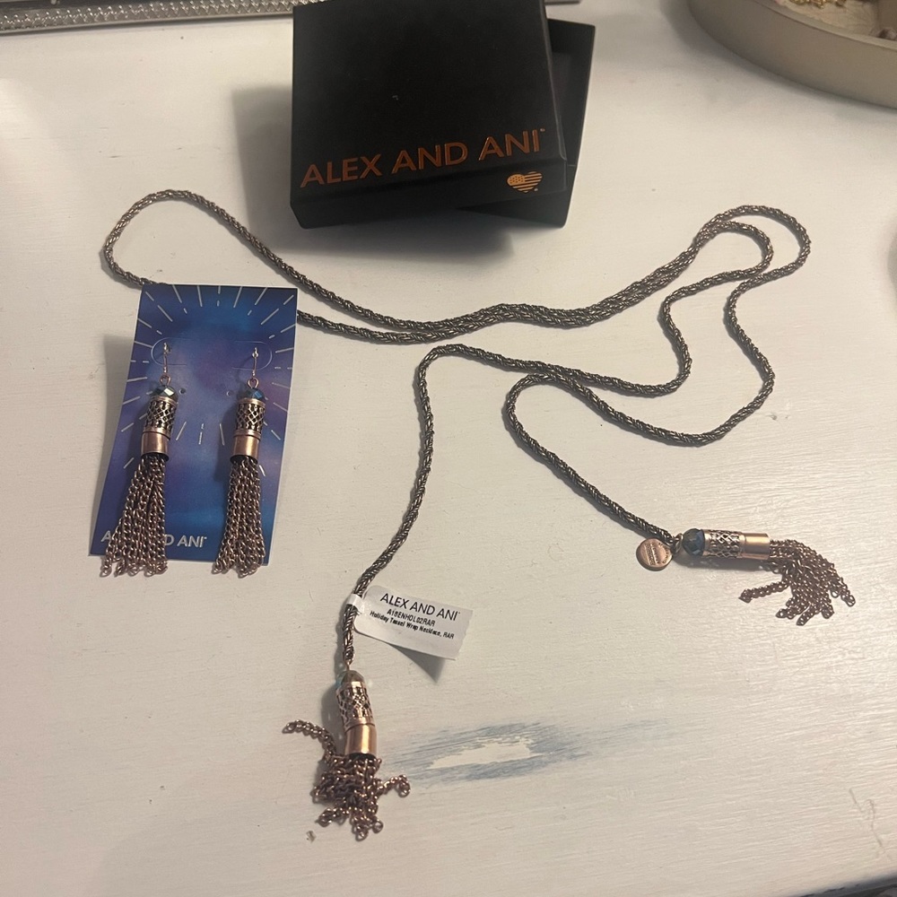 Alex and Ani Aurora Blaze necklace and earring set